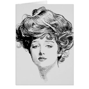 Porträtt av en Gibson Girl, 1900 OBS Kort