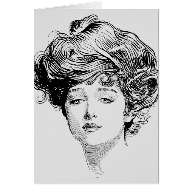 Porträtt av en Gibson Girl, 1900 OBS Kort (Framsidan)
