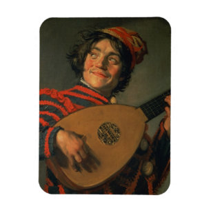 Porträtt av en gyckelmakare med en Lute (olja på Magnet