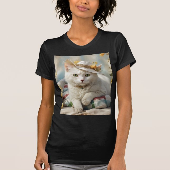 Porträtt av en katt i hatt. t shirt (Framsida)