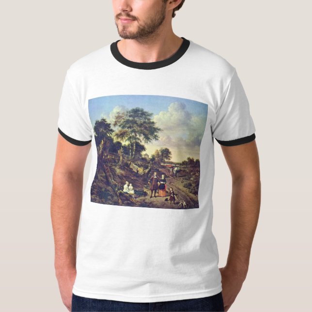 Porträtt av en koppla ihop med två barn tee shirt (Framsida)