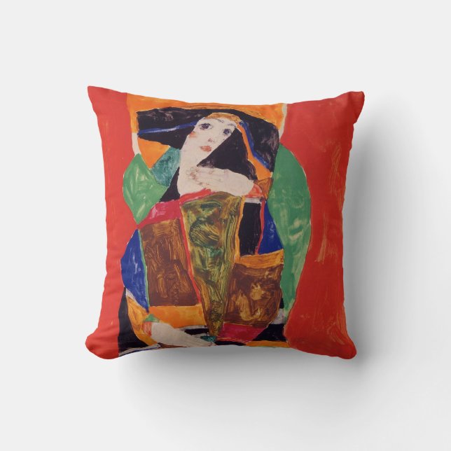 "Porträtt av en kvinna" Egon Schiele Kudde (Framsida)