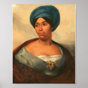 PORTRÄTT AV EN KVINNA I EN BLÅ TURBAN AV DELACROIX POSTER