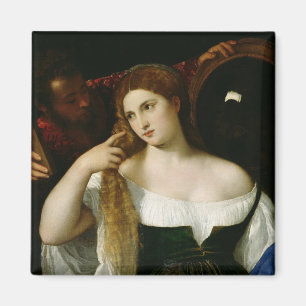 Porträtt av en kvinna på henne toalett, 1512-15 magnet