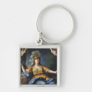Porträtt av en kvinna som Minerva, 1730 Fyrkantig Silverfärgad Nyckelring