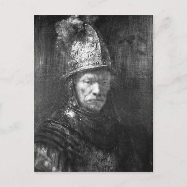 Porträtt av en man med Golden Helmet, 1648 Vykort (Framsida)
