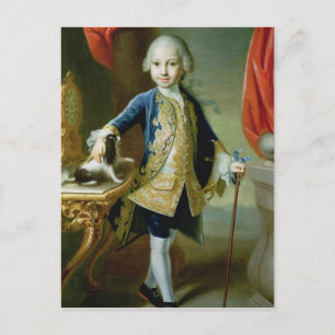 Porträtt av en pojke med Pet-spanjor, 1700-talet Vykort