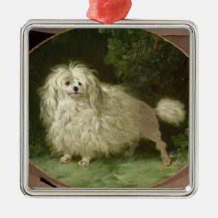Porträtt av en pudel julgransprydnad metall