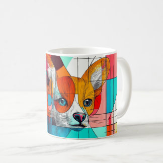 porträtt av en räv i en kubistisk och geometrisk s kaffemugg