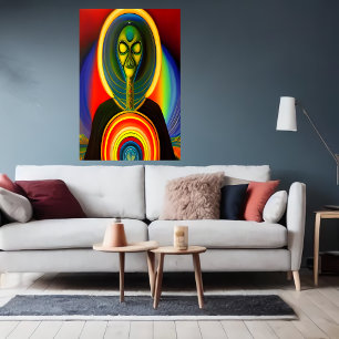 Porträtt av en robotutlänning AI Art Poster