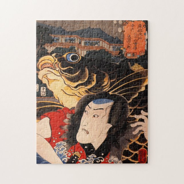 Porträtt av en skådespelare med en fisk pussel (Vertikal)