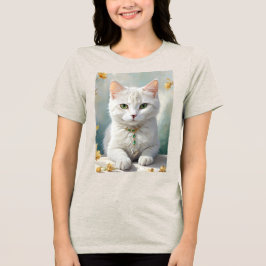 Porträtt av en söt katt med smycken. t shirt