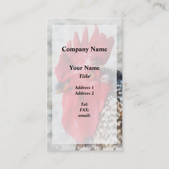 Porträtt av en tupp visitkort (Framsida)