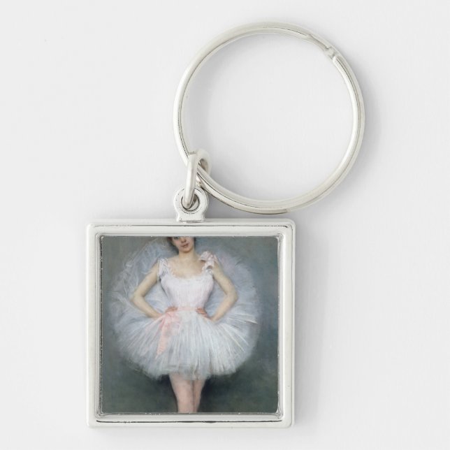 Porträtt av en ung Ballerina Fyrkantig Silverfärgad Nyckelring (Framsidan)