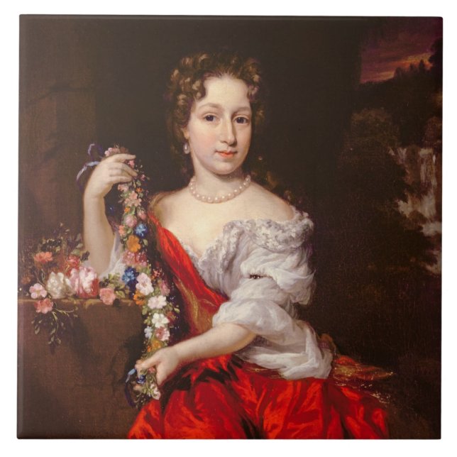 Porträtt av en ung dam (olja på kanfas) kakelplatta (Framsidan)