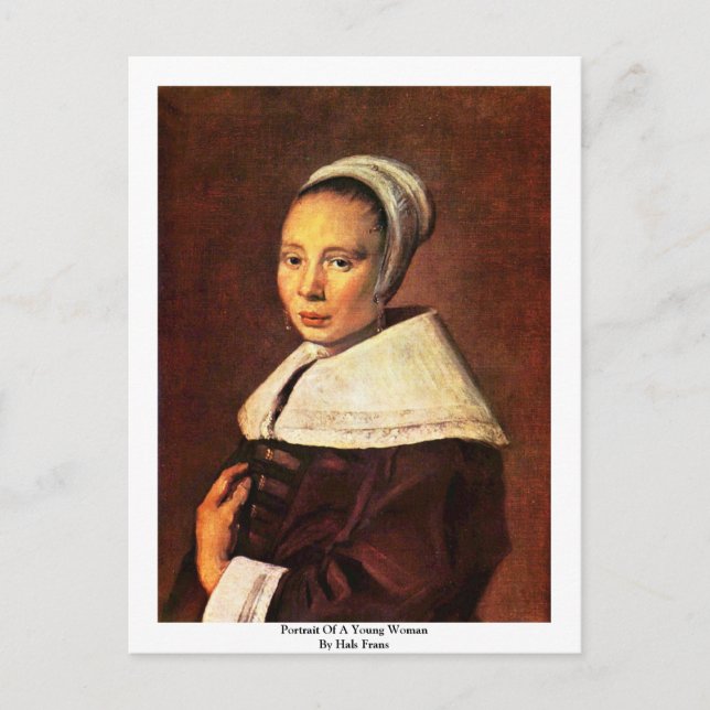 Porträtt av en ung kvinna av Hals Frans Vykort (Framsida)