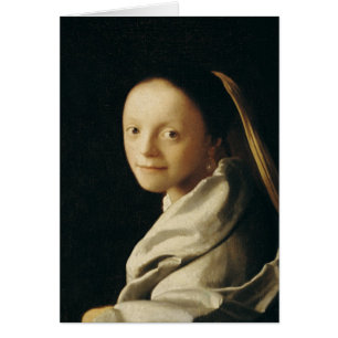 Porträtt av en ung kvinna, c.1663-65 hälsningskort