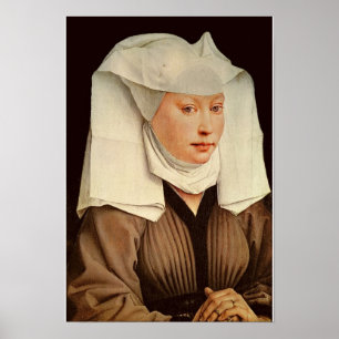 Porträtt av en ung kvinna i en pinned Hat, c.1435 Poster