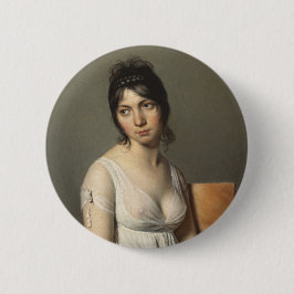 Porträtt av en ung kvinna i vitt knapp