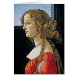 Porträtt av en ung kvinna vid Botticelli Hälsningskort