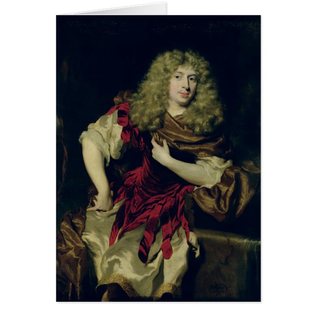 Porträtt av en ung man, 1676 hälsningskort (Framsidan)