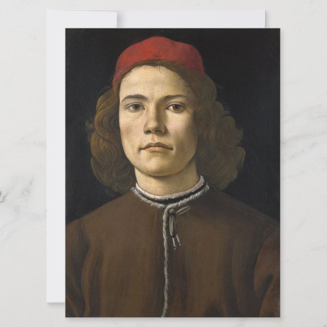 Porträtt av en ung man (av Botticelli) Kort (Framsida)