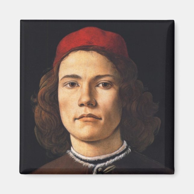 Porträtt av en ung man av Sandro Botticelli Magnet (Framsidan)