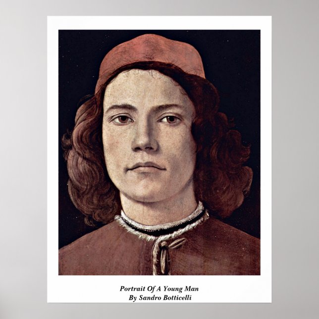 Porträtt av en ung man av Sandro Botticelli Poster (Framsidan)