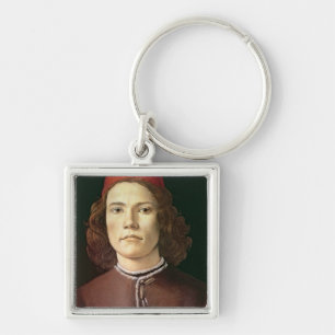 Porträtt av en ung man, c.1480-85 fyrkantig silverfärgad nyckelring