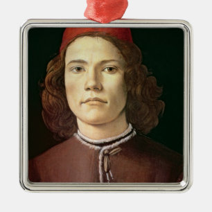 Porträtt av en ung man, c.1480-85 julgransprydnad metall