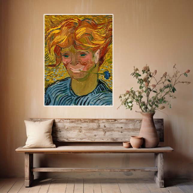 Porträtt av en ung man med Cornblomma, Van Gogh Poster (Skapare uppladdad)