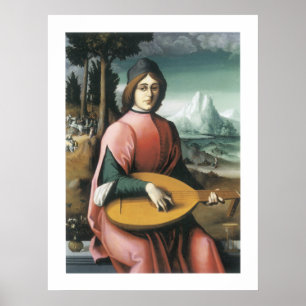 Porträtt av en ung man med en lute poster