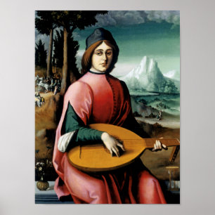 Porträtt av en ung man med en lute poster