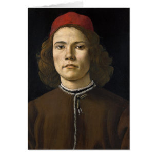 Porträtt av en ung man vid Botticelli Hälsningskort