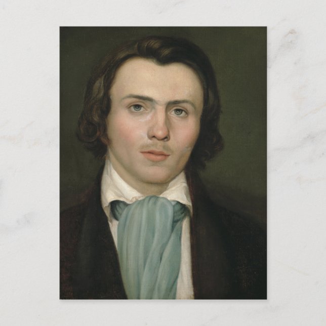 Porträtt av en ung man vykort (Framsida)