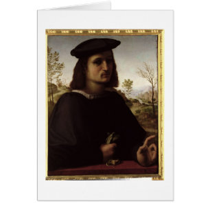 Porträtt av en ungdom med handskar, 1514 (olja hälsningskort