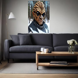 Porträtt av en utlänning med stort svart ögon | AI Poster