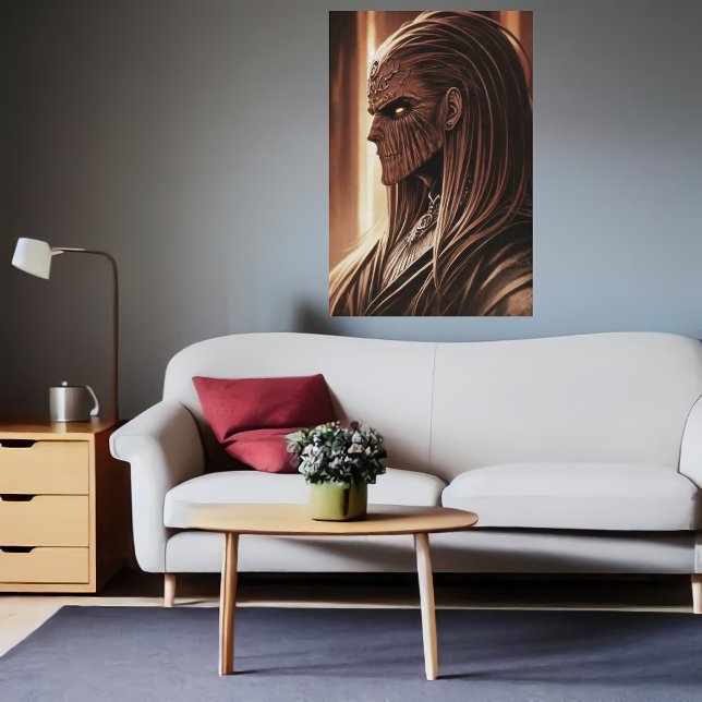 Porträtt av en utlänning med träskinn | AI Art Poster (Skapare uppladdad)