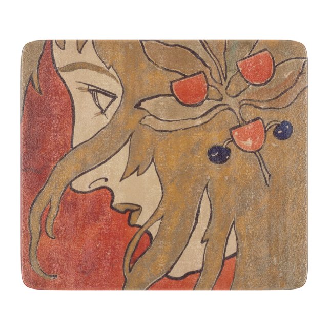 Porträtt av en vacker flicka i Röda (Art nouveau) (Framsidan)