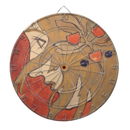 Porträtt av en vacker flicka i Röda (Art nouveau) Darttavla