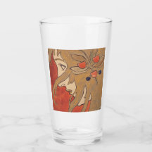 Porträtt av en vacker flicka i Röda (Art nouveau)