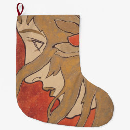 Porträtt av en vacker flicka i Röda (Art nouveau) Stor Julstrumpa