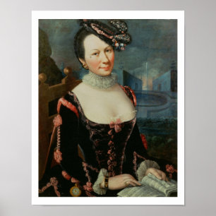 Porträtt av ett kvinnainnehav per musikalisk poster