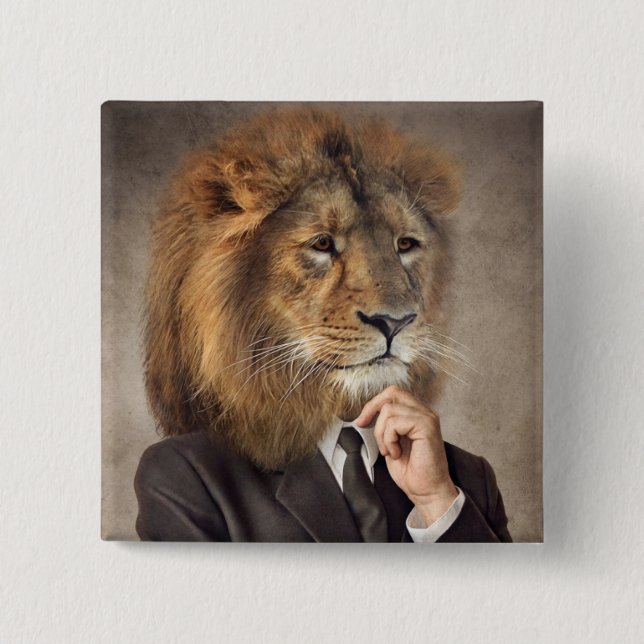 Porträtt av ett lejont knapp (Framsida)