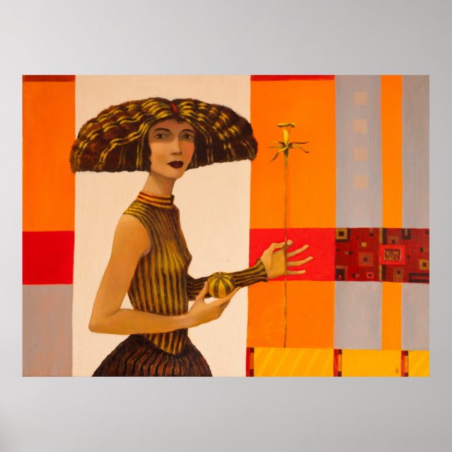 Porträtt av flicka, ursprunglig oljemålning på arb poster (Framsidan)