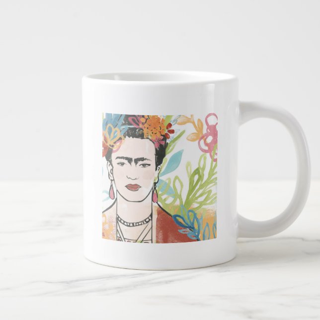 Porträtt av Frida Kahlo Jumbo Mugg (Höger)