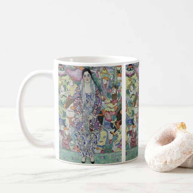Porträtt av Friederike Maria Beer av Gustav Klimt Kaffemugg (Med munk)