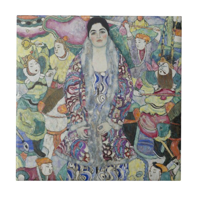 Porträtt av Friederike Maria Beer av Gustav Klimt Kakelplatta (Framsidan)