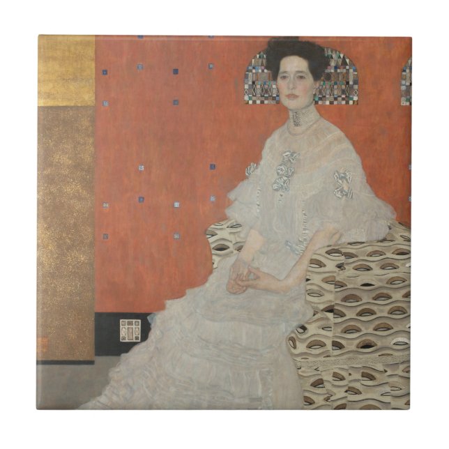 Porträtt av Fritza Riedler av Gustav Klimt Kakelplatta (Framsidan)