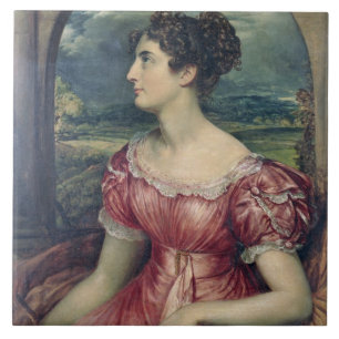 Porträtt av Fröcken Puxley, 1826 (olja på kanfa Kakelplatta